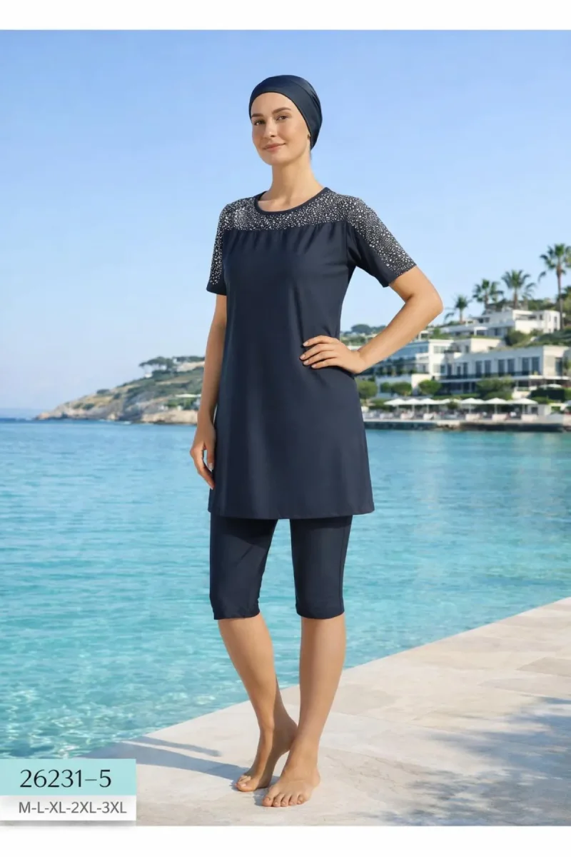 Yarı Tesettür Mayo | Semi Covered Swimsuit - 1
