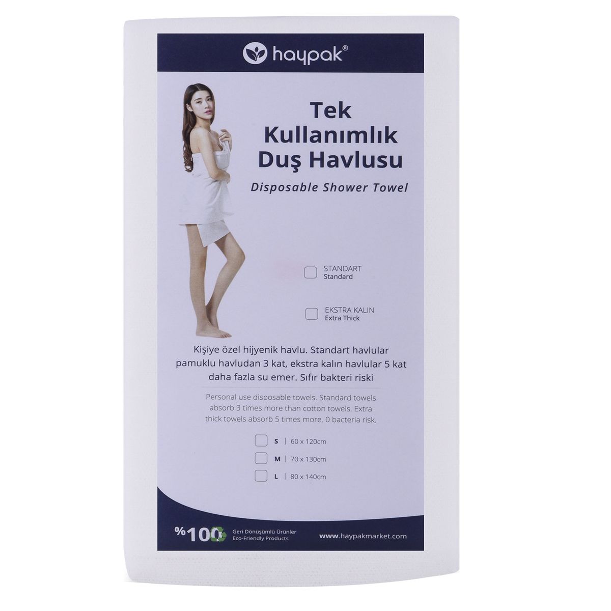 Tek kullanımlık duş havlusu 60x120 cm (200 adet) - 1