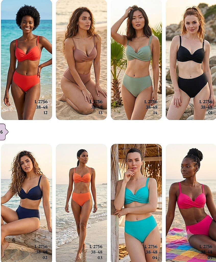 Toptan Balenli Straplez Bikini 8 Renk Seçenekli (Model 2756 / 38-48 Seri) - 2