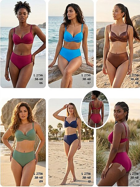 Toptan Balenli Straplez Bikini 6 Renk Seçenekli (Model 2756 / 38-48 Seri) - 2