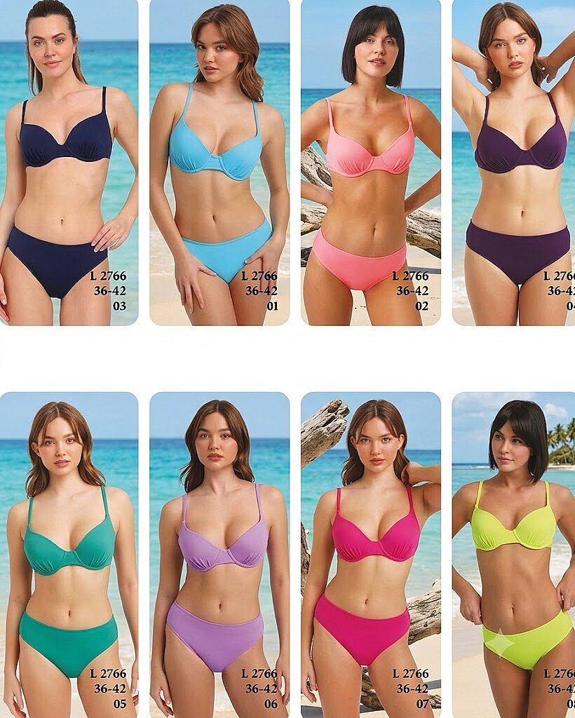 Toptan Balenli Üçgen Bikini 8 Renk Seçenekli (Model 2766 / 36-42 Seri) - 1