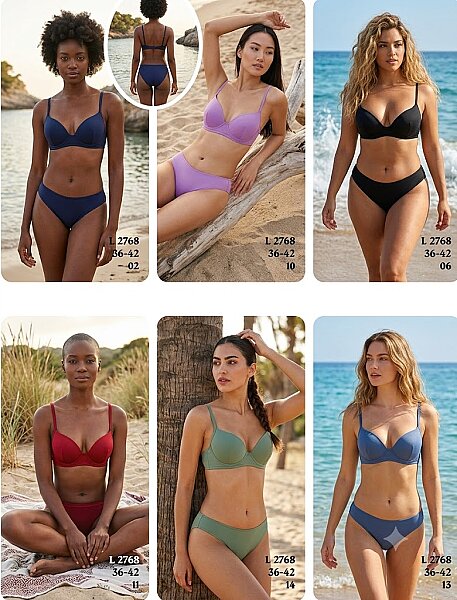 Toptan Balenli Üçgen Bikini 6 Renk Seçenekli (Model 2768 / 36-42 Seri) - 1