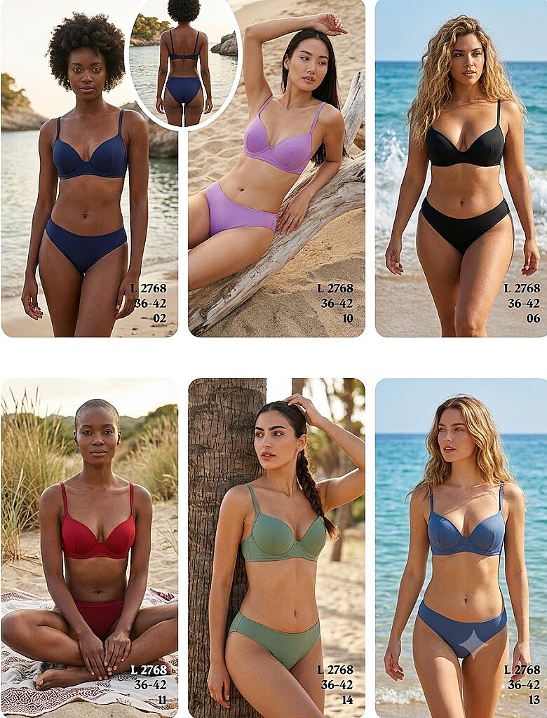 Toptan Balenli Üçgen Bikini 6 Renk Seçenekli (Model 2768 / 36-42 Seri) - 2