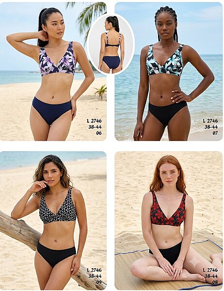 Toptan Boyundan Bağlamalı Bikini Lacivert-Lila - Siyah-Turkuaz - Siyah-Beyaz (4 Renk) (Model 2746 / 38-44 Seri) - 2