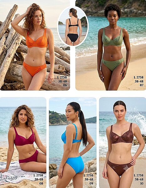 Toptan Boyundan Bağlamalı Bikini 5 Renk Seçenekli (Model 2758 / 38-48 Seri) - 1
