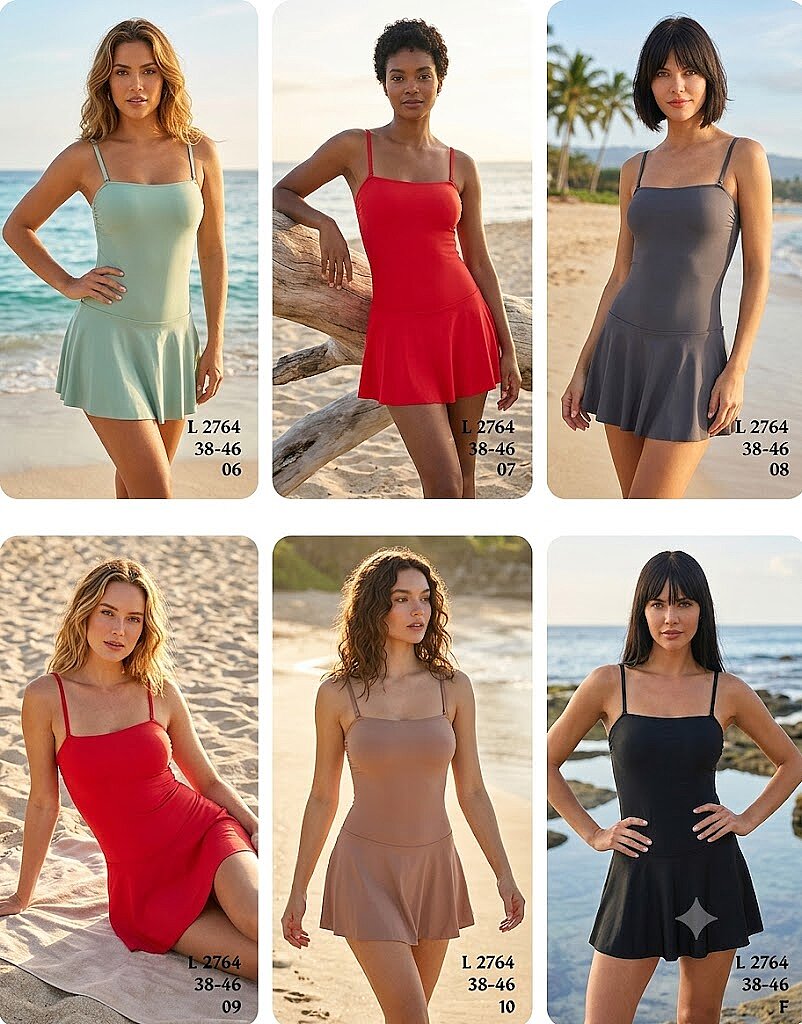 Toptan Elbise Mayo (Etekli) 5 Renk Seçenekli (Model 2764 / 38-46 Seri) - 1