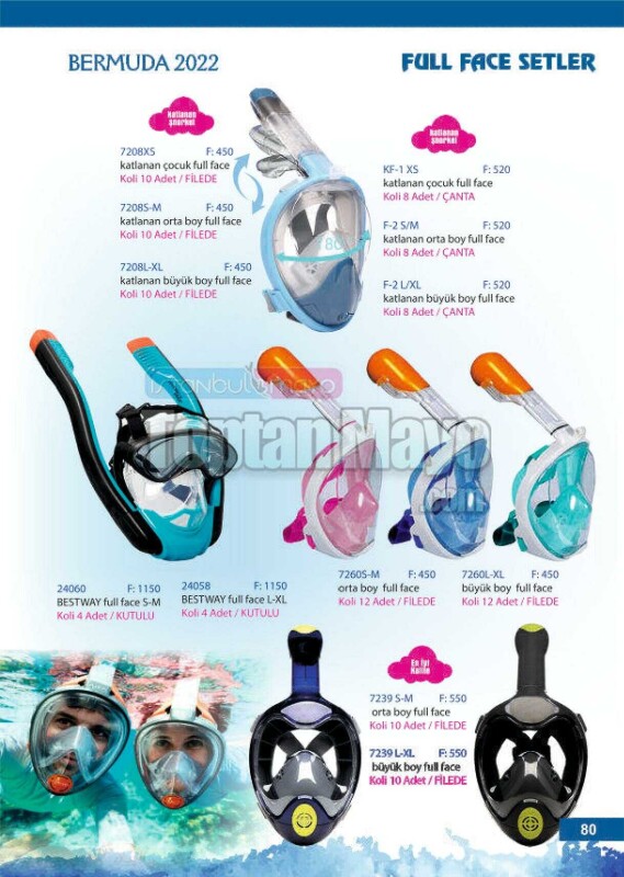 Toptan Full Face Gözlük Snorkel - DENİZ OYUNCAKLARI