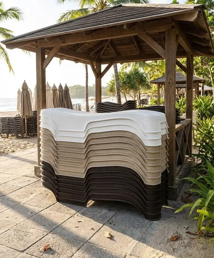 Toptan Lüks Rattan Şezlong Bodrum Beyaz - 3