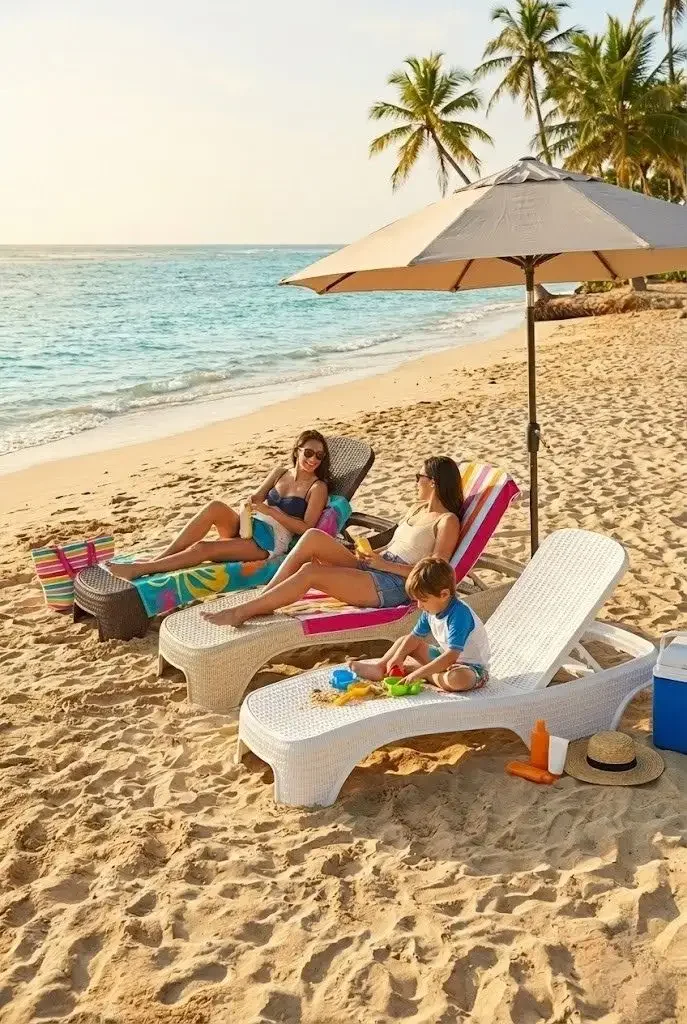 Toptan Lüks Rattan Şezlong Bodrum Krem - 2