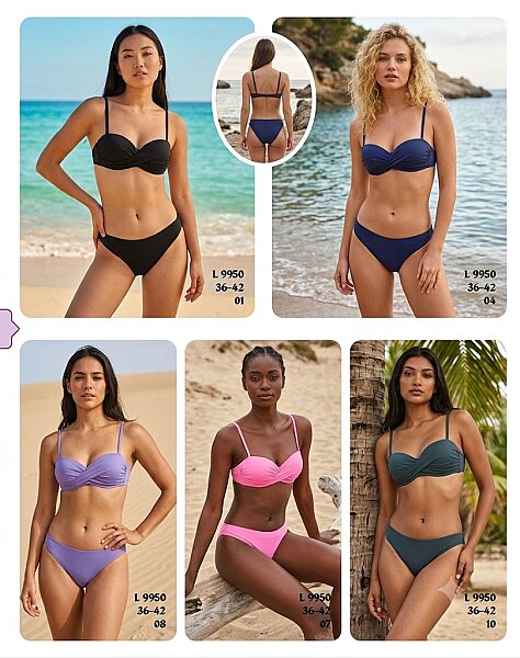 Toptan Straplez Bandeau Bikini 5 Renk Seçenekli (Model 9950 / 36-42 Seri) - 2