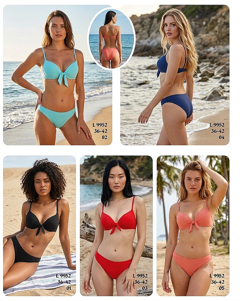 Toptan Straplez Bandeau Bikini 5 Renk Seçenekli (Model 9952 / 36-42 Seri) - 2