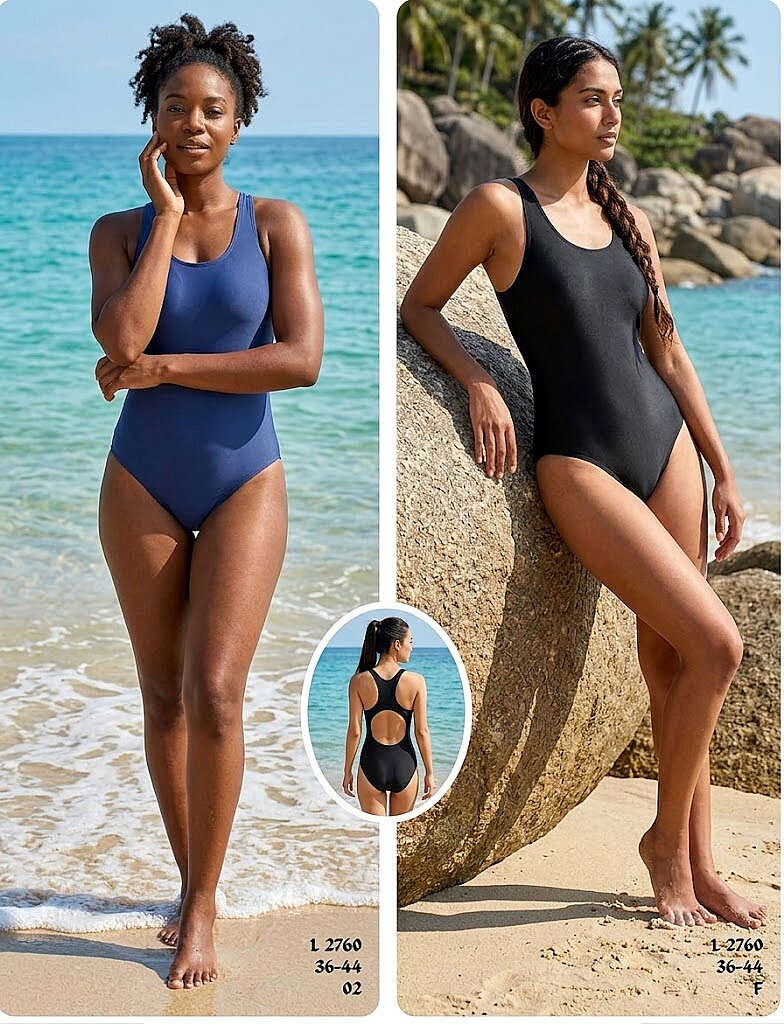 Toptan Tek Parça Mayo Lacivert - Siyah (Model 2760 / 36-44 Seri) - 1