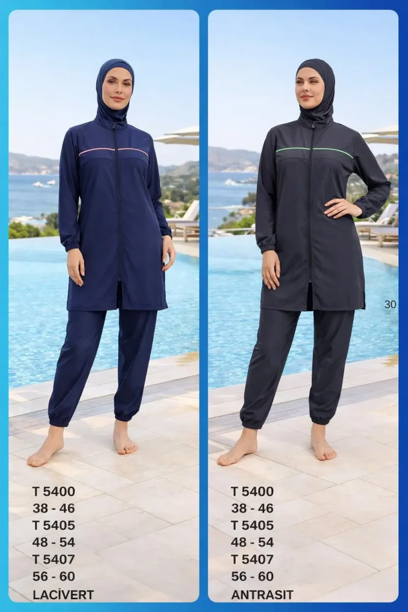 Toptan Tesettür Mayo Yaprak Desenli Uzun Model Yeni Sezon - 1