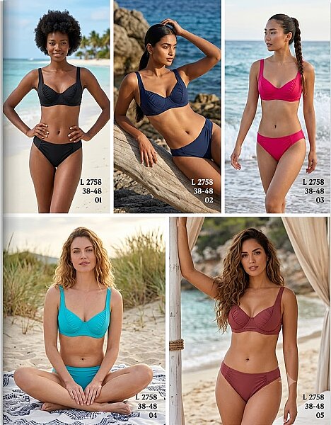 Toptan Üçgen Bikini 5 Renk Seçenekli (Model 2758 / 38-48 Seri) - 2