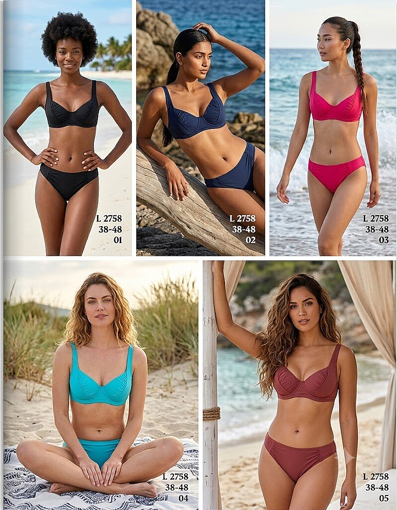 Toptan Üçgen Bikini 5 Renk Seçenekli (Model 2758 / 38-48 Seri) - 2