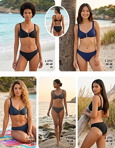 Toptan Üçgen Bikini Siyah - Lacivert - Antrasit (4 Renk) (Model 2772 / 38-48 Seri) - 2